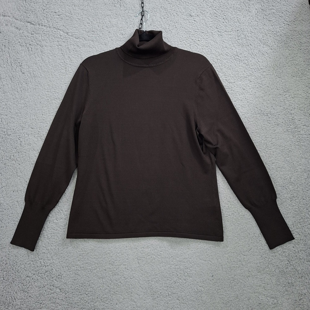 Lafayette 148 New‎ York Unisex Pullover Turtleneck Silk Blend Mocha Size L